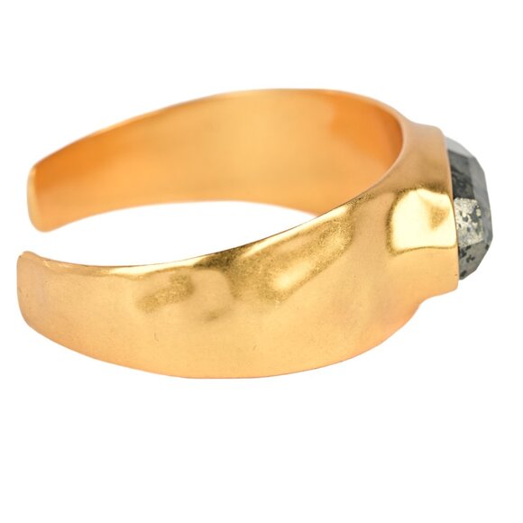 Kendra Scott Anna 14K Gold-plated Cuff Bracelet, Statement Bracelet Black Pyrite - Picture 9 of 12